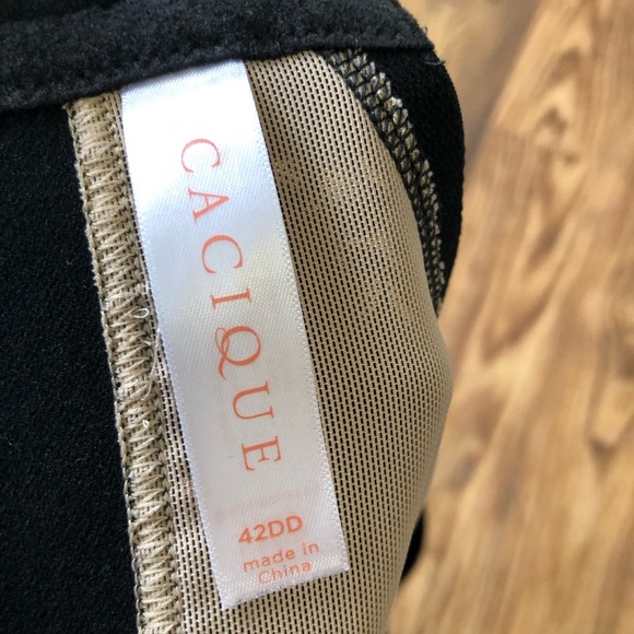 Cacique lightly lined balconette bra black 42DD lace band - Picture 2 of 5